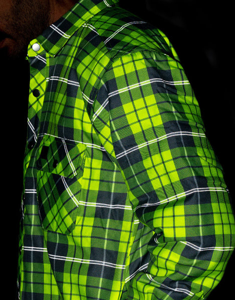 ForceField Hi Vis Hooded Tartan Plaid Quilt-Lined Flannel Shirt