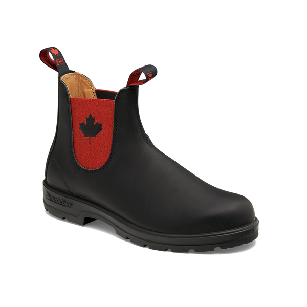 Blundstone Classic Black with Red Elastic and Maple Leaf 1474