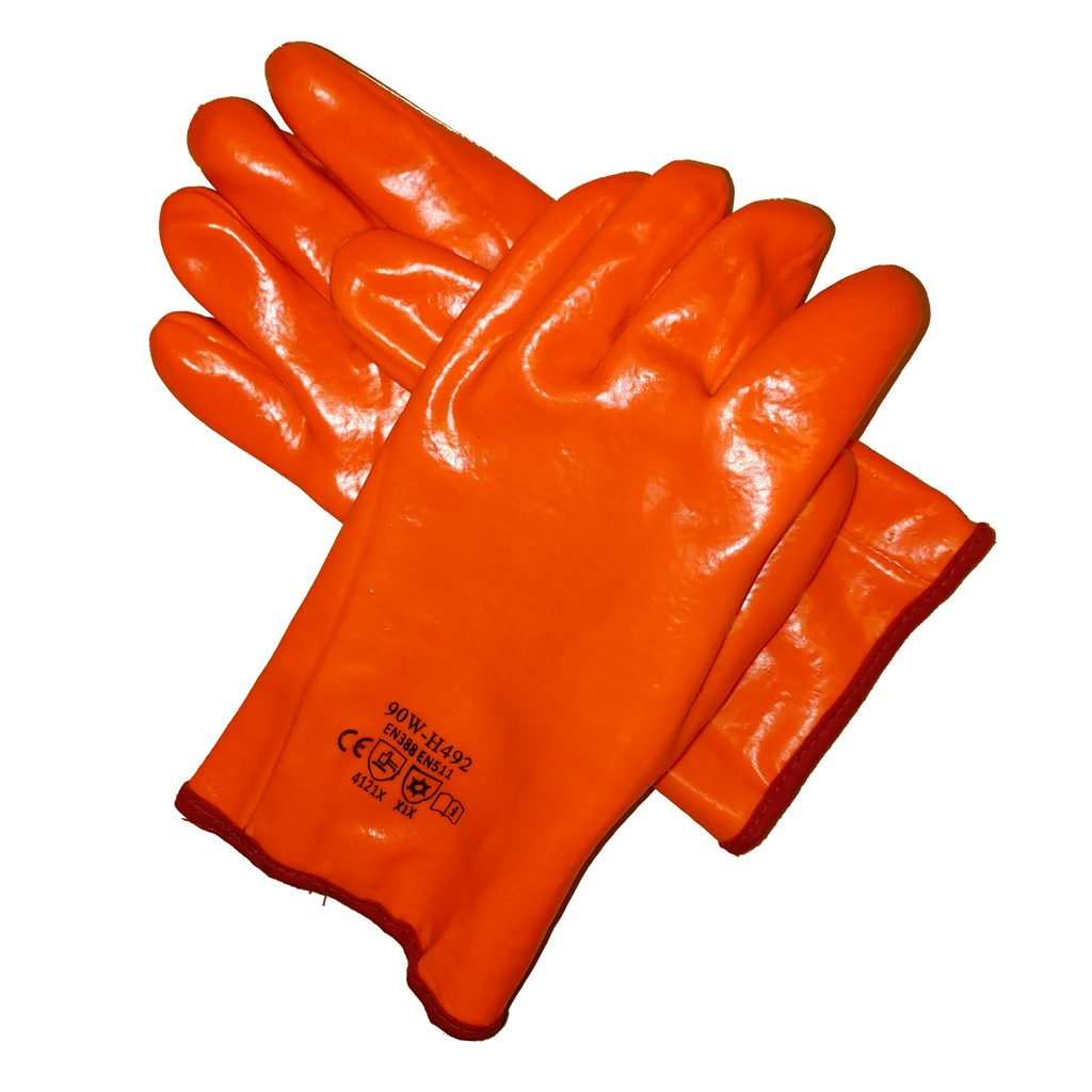 Gants résistants aux produits chimiques, enduits de PVC orange, manchette de 12 po 014-02784