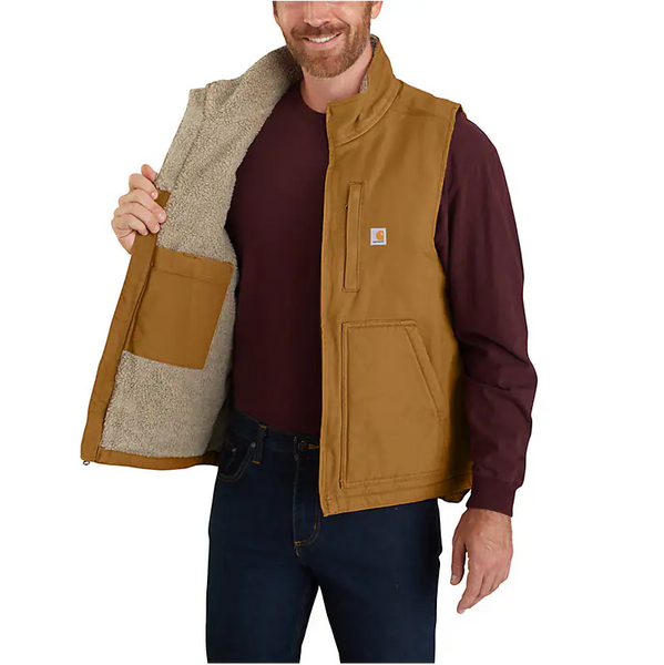 CARHARTT® Loose Fit Washed Duck Mock-Neck Vest, Sherpa-Lined