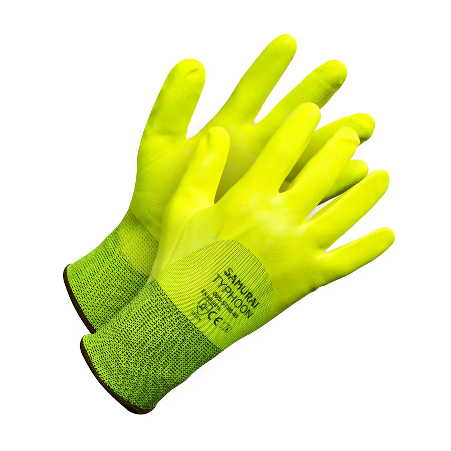 "Samurai Typhoon" 3/4 Nitrile Dipped Hi Vis Work Glove 005-ST88