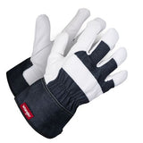 Wrangler Men's Leather Gloves with Denim Protective Cuff