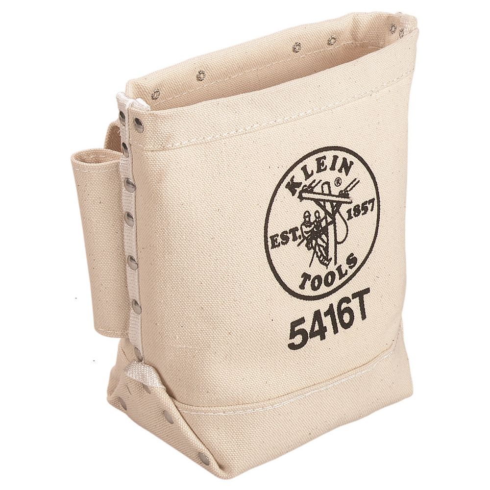 Klein Tool Bag, Bull-Pin and Bolt Bag, Tunnel Loop, Canvas, 5” x 9” x 10” - 5416
