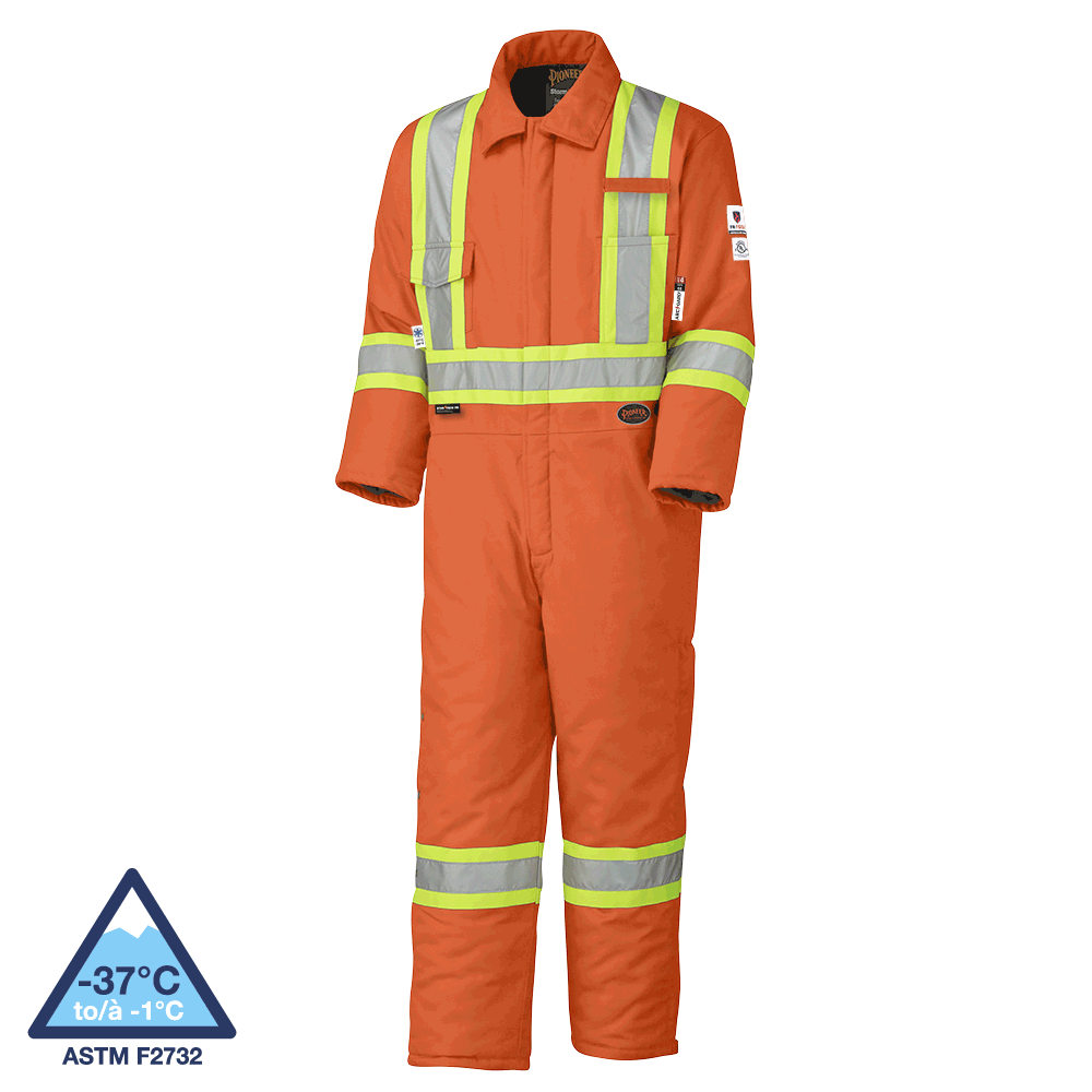 Pioneer 5532 FR/ARC Rated Hi-Viz Orange Flame Resistant Quilted Cotton Safety Coverall V2560151