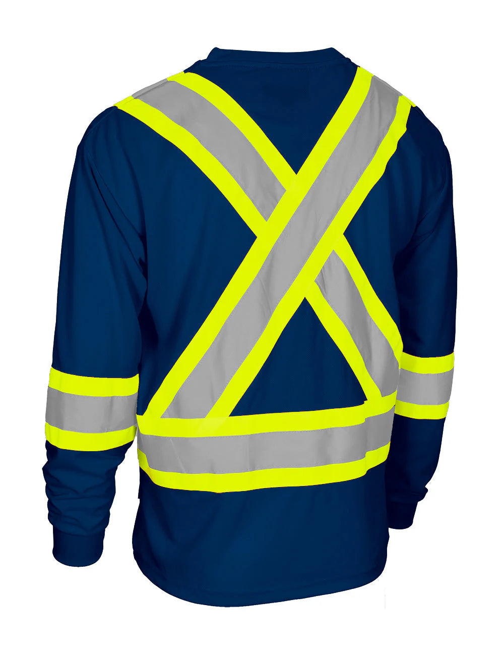 Forcefield Hi-Vis Crew Neck Long Sleeve Safety T-Shirt with Pocket