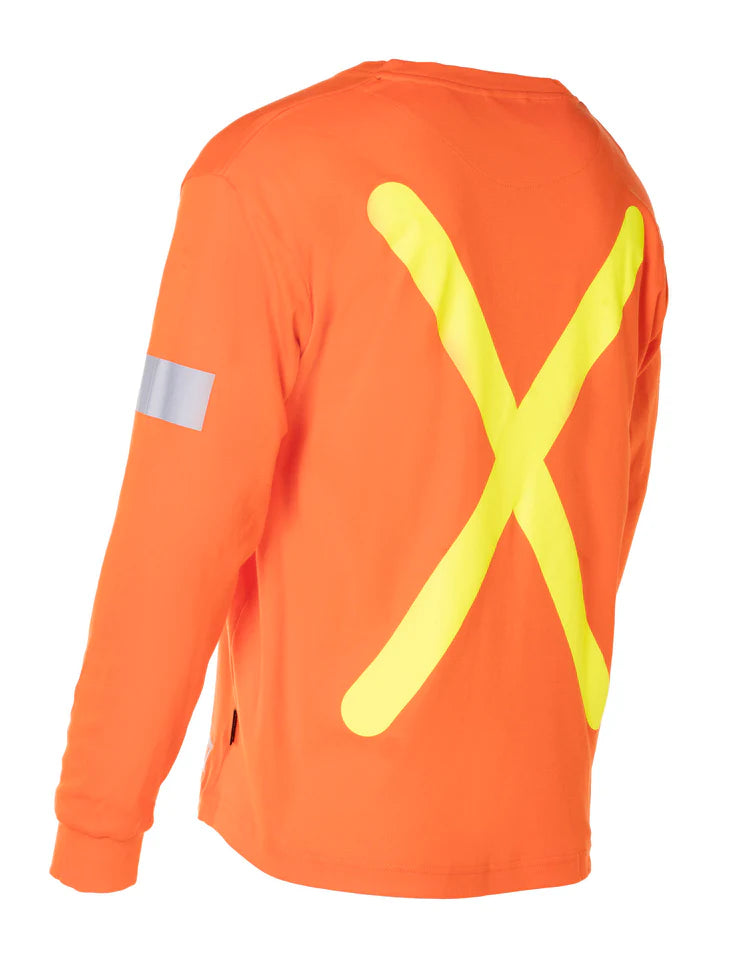 Forcefield Retro Hi-Vis Cotton Long Sleeve T-Shirt with Reflective Arm Striping 022-RTROL
