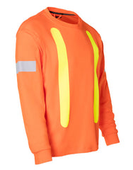 Forcefield Retro Hi-Vis Cotton Long Sleeve T-Shirt with Reflective Arm Striping 022-RTROL