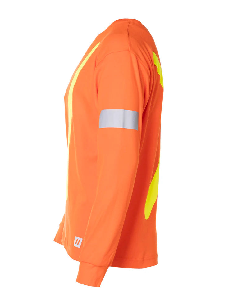 Forcefield Retro Hi-Vis Cotton Long Sleeve T-Shirt with Reflective Arm Striping 022-RTROL