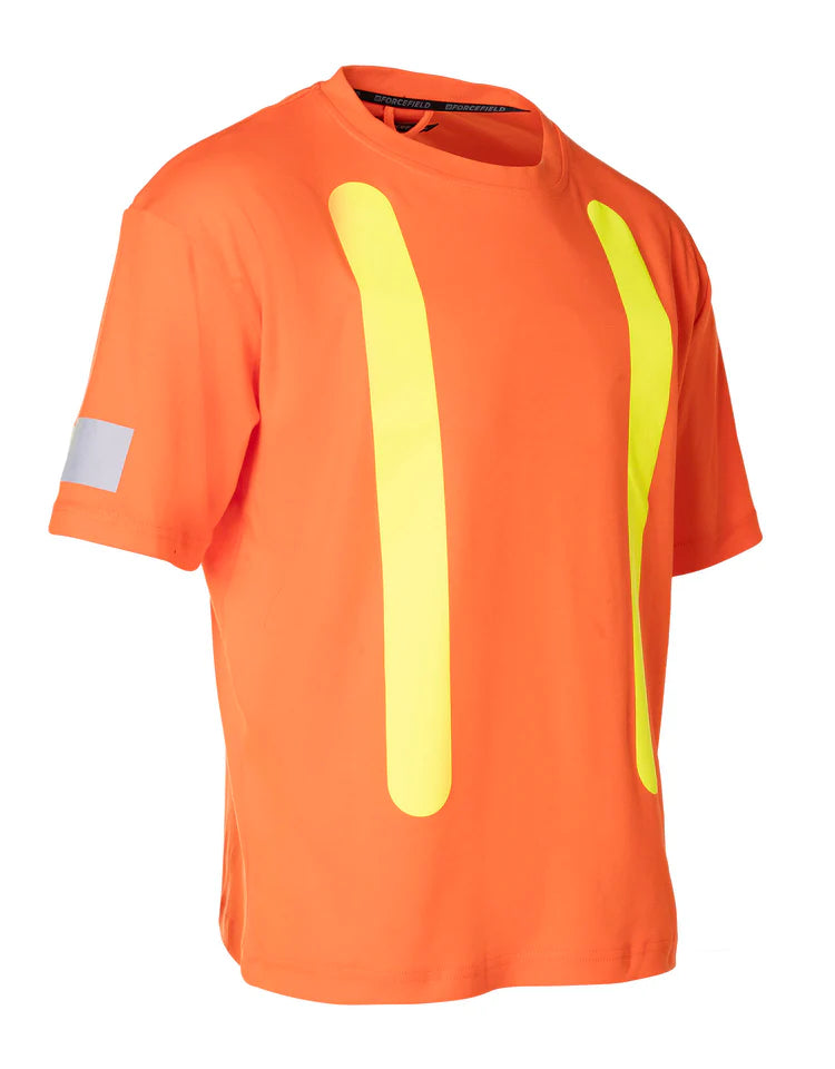 FORCEFIELD Retro Safety Cotton Short Sleeve Tee with Reflective Arm Striping