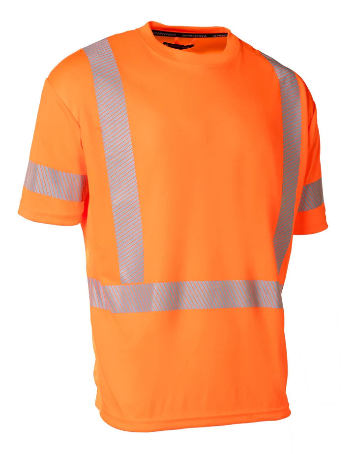 Forcefield Hi-Vis Orange Crew Neck Short Sleeve Ultrasoft Technical Tee 022-SEGSBX