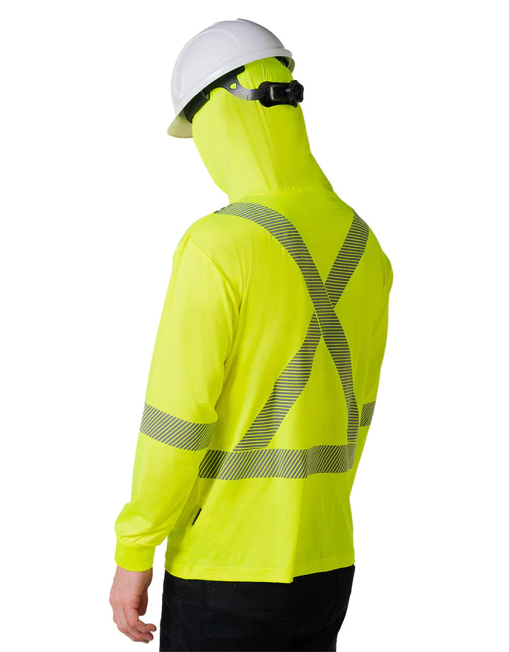 Forcefield Hooded Ultrasoft Technical L/S Hi-Vis T-Shirt 022-SPXCSA