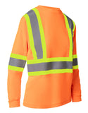 Forcefield Women's Crew Neck Long Sleeve Hi-Vis T-Shirt with Chest Pocket 022-WCBECSALS