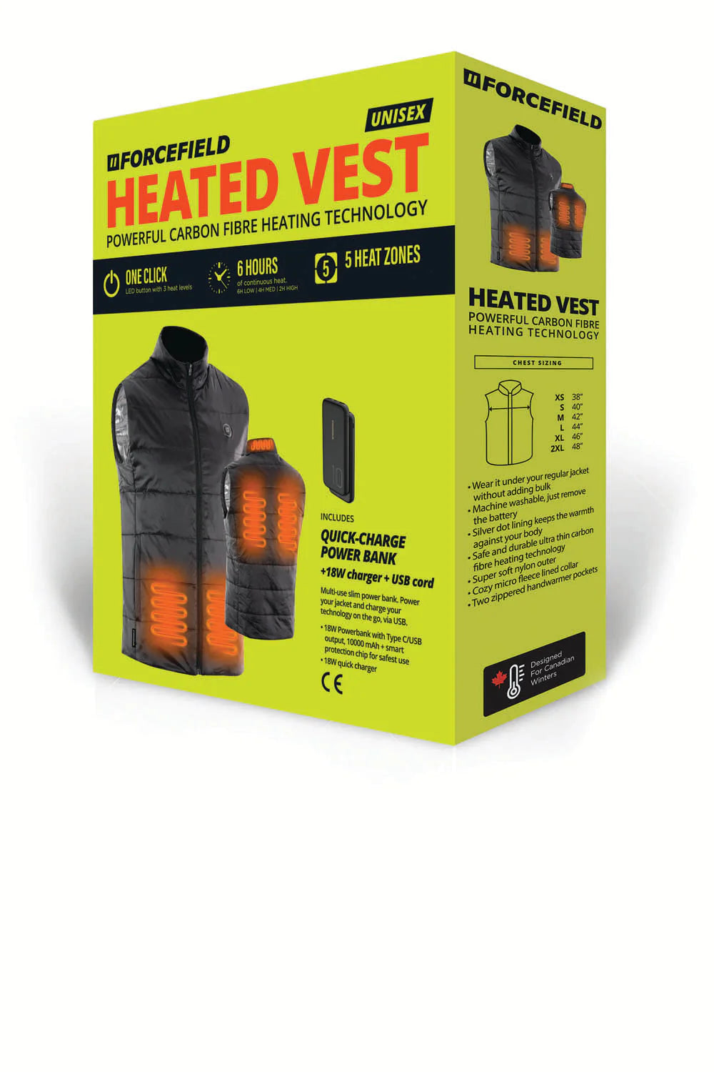 Forcefield Unisex Lightweight Heated Vest with Battery Pack 024-EN130HV