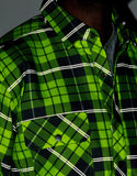 FORCEFIELD Hi-Vis Plaid Quilted Flannel Shirt Jacket with Reflective Striping 024-LC53QF-HVRS