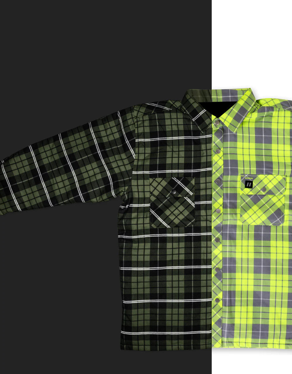 Forcefield Hi-Vis Plaid Quilted Flannel Shirt Jacket with Reflective Striping 024-LC53QF-HVRS