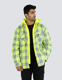 FORCEFIELD Hi-Vis Hooded Plaid Quilt-Lined Flannel Shirt Jacket