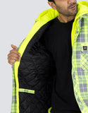 FORCEFIELD Hi-Vis Hooded Plaid Quilt-Lined Flannel Shirt Jacket