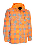 FORCEFIELD Hi-Vis Hooded Plaid Quilt-Lined Flannel Shirt Jacket 024-LC696QH-HV