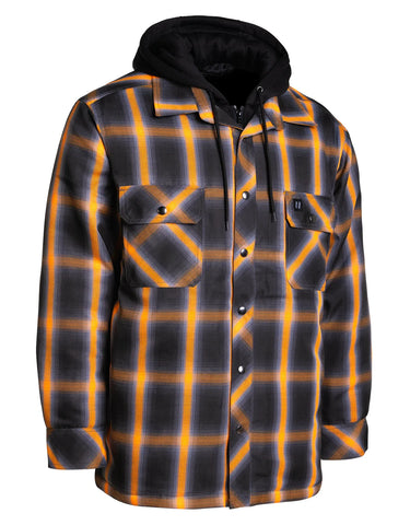 FORCEFIELD Ombre Plaid Hooded Quilt-lined Shirt Jacket