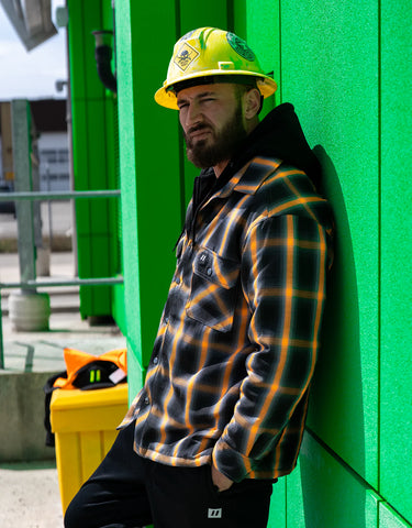 FORCEFIELD Hi-Vis Hooded Plaid Quilt-Lined Flannel Shirt Jacket 024-LC696QH-HV