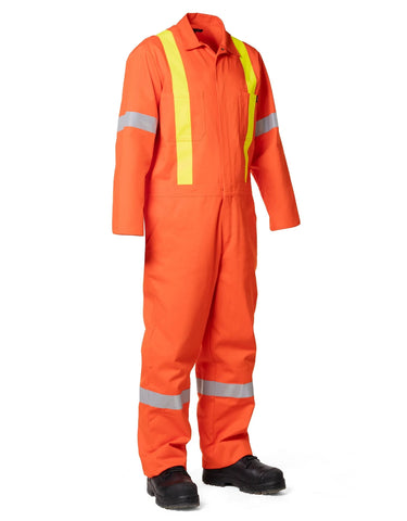 FORCEFIELD Hi-Vis Unlined Cotton Coverall with Retro Reflective Striping