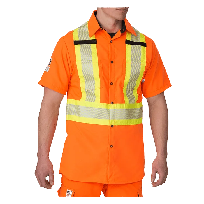 Big Bill Unisex Hi-Vis S/S Ripstop Work Shirt with dual Chest Pocket 143HVP