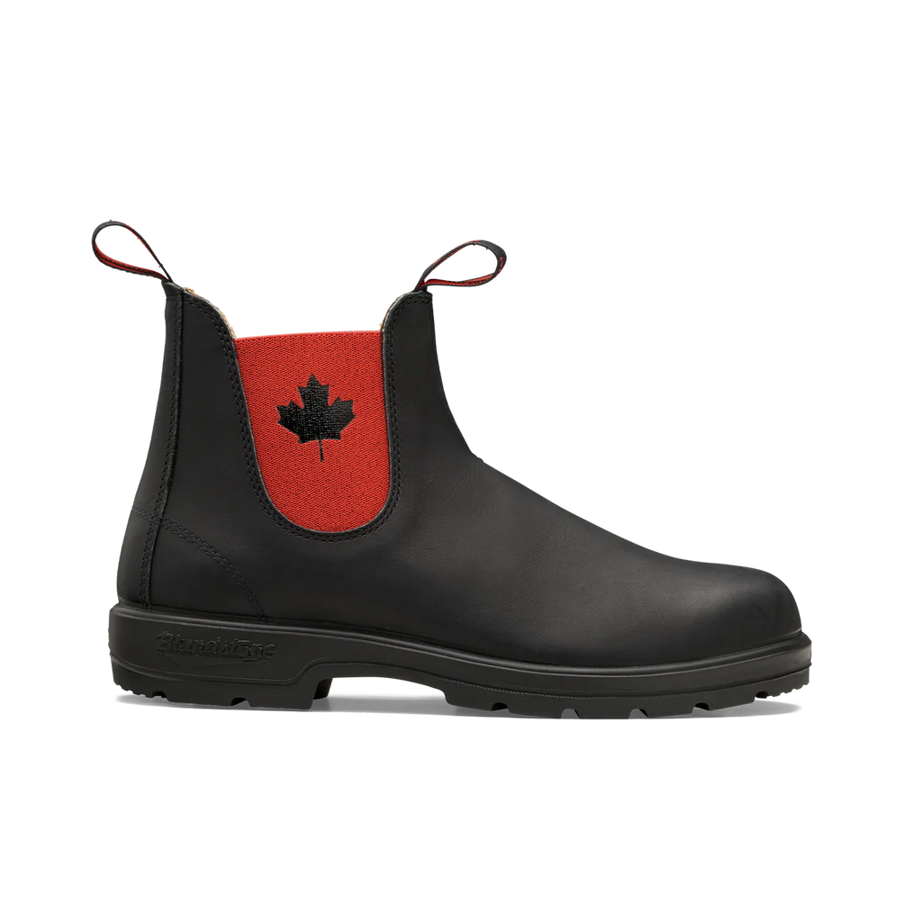 Blundstone Classic Black with Red Elastic and Maple Leaf 1474