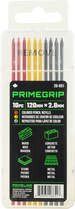 PrimeGrip 2.8mm Coloured Lead Replacements 10Pc/Pack 26-651