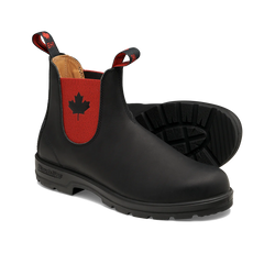 Blundstone Classic Black with Red Elastic and Maple Leaf 1474