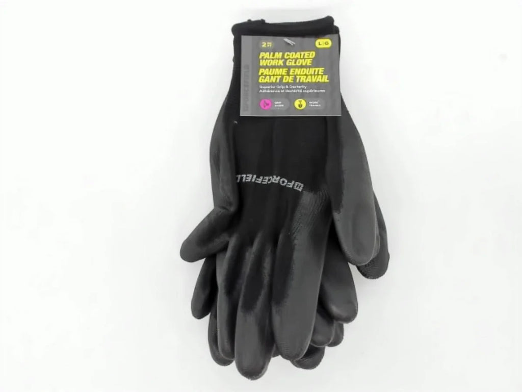 FORCEFIELD Work Gloves Palm Coated Black 2PK - 076-134