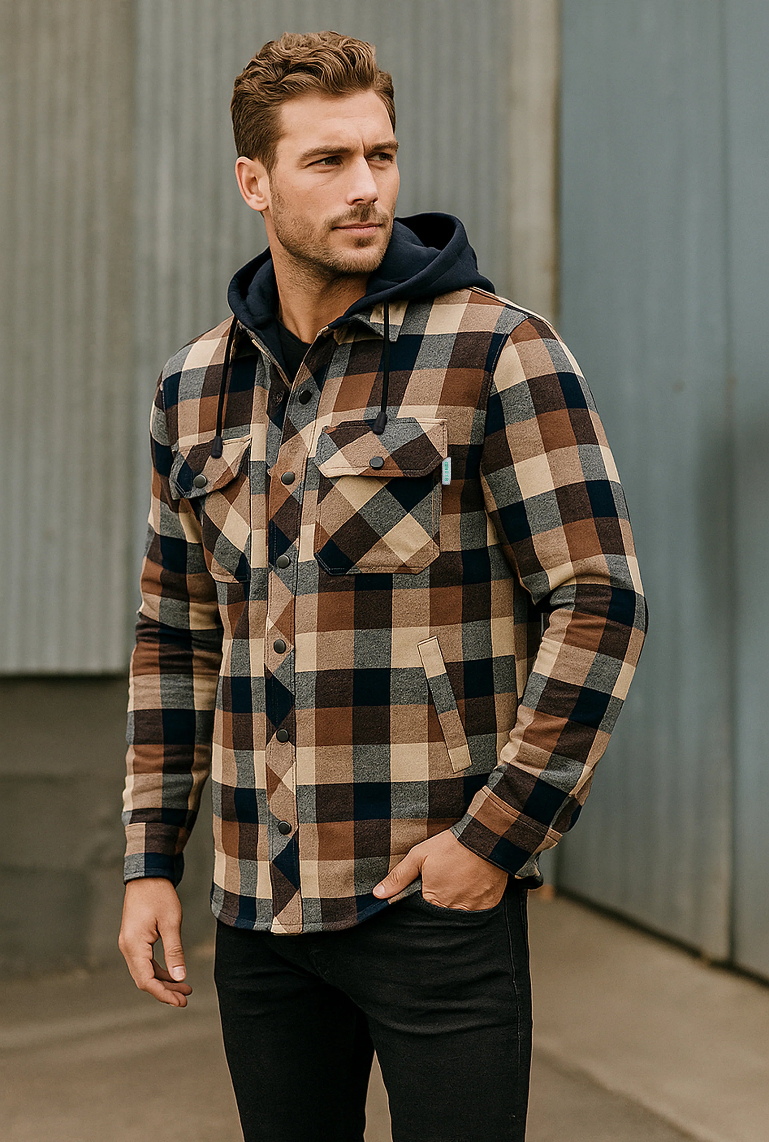 Gatts WorkWear Men's Flannel Lined Hooded Shirt - 630DCF