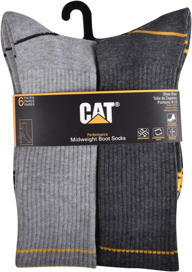 Caterpillar Men's Performance Midweight Boot Sock 6Pair/Pack
