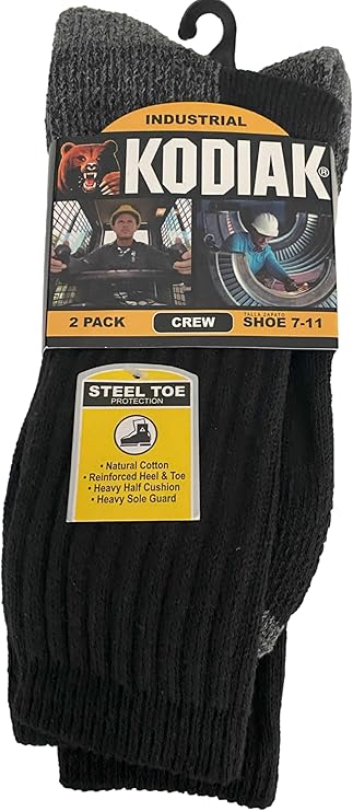 Kodiak Men's Steel Toe Protection Work Socks 2Pairs/Pack