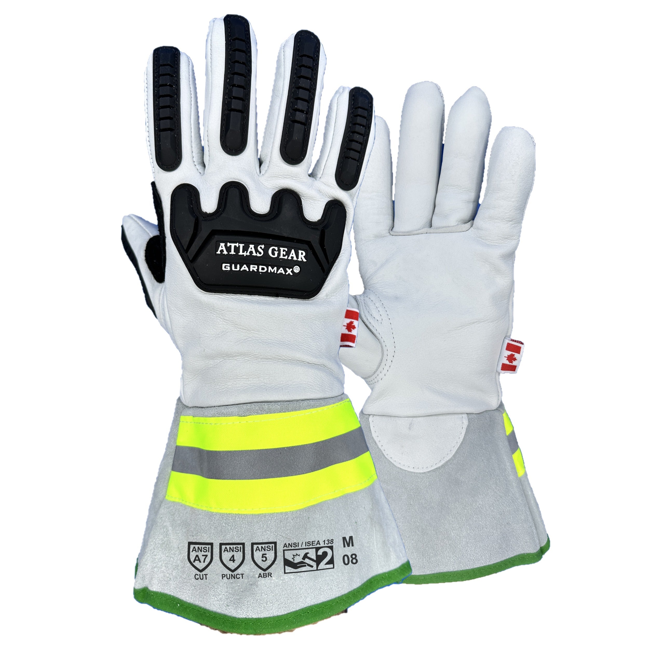 Atlas GuardMax® Leather Impact Gloves with Reflective Gauntlet Cuff