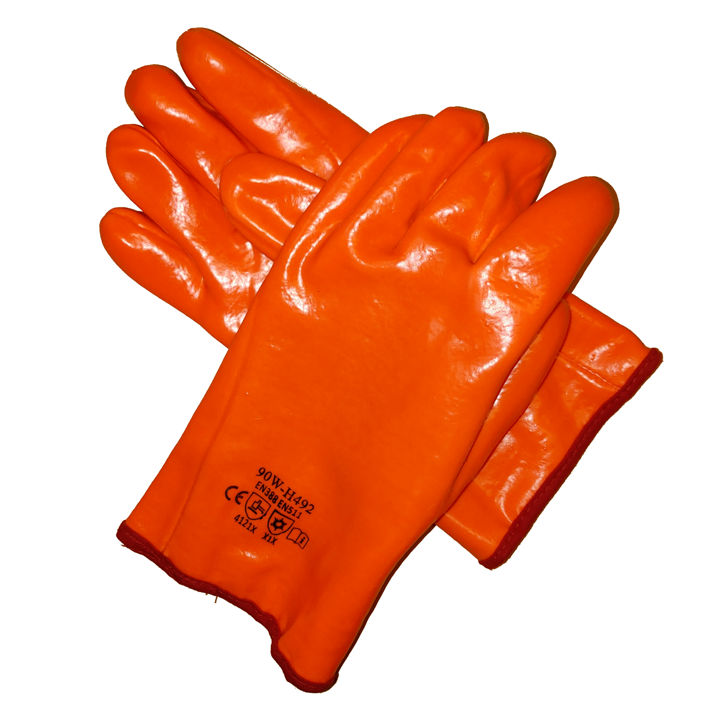 Chemical Resistant Orange PVC Coated, 12" Gauntlet Cuff Glove