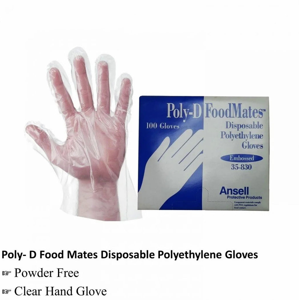 Poly-D Food Mates Disposable Polyethylene Gloves - 35-830