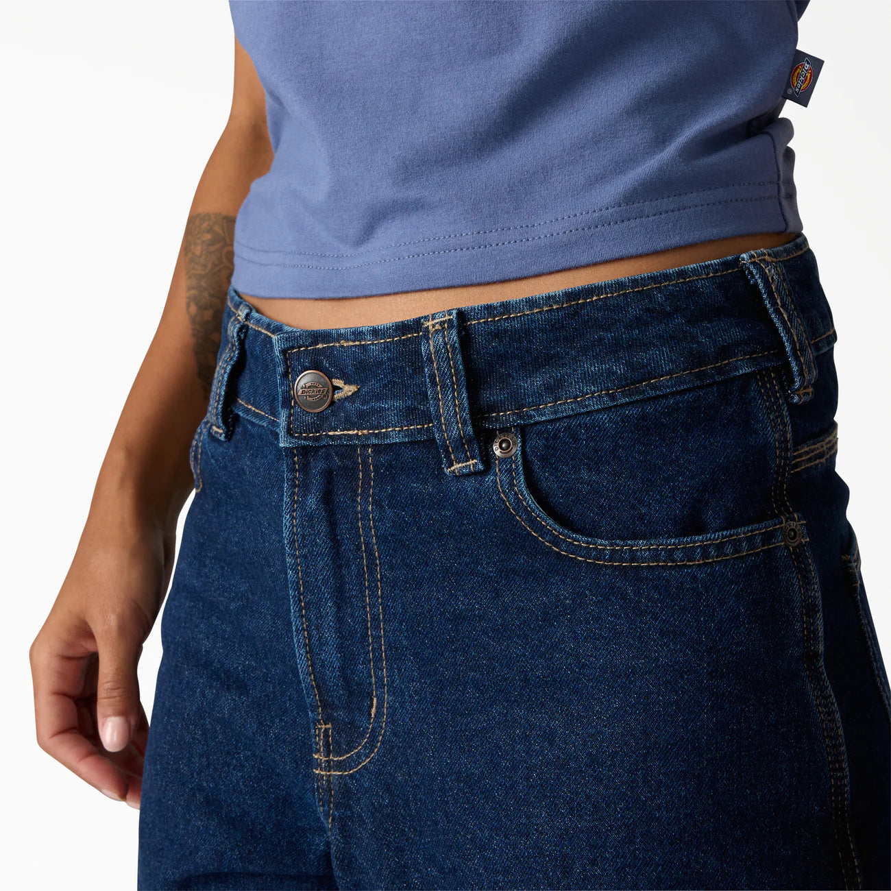 Dickies Women's Loose Fit Mid Waist Tapered Work Jeans A885J