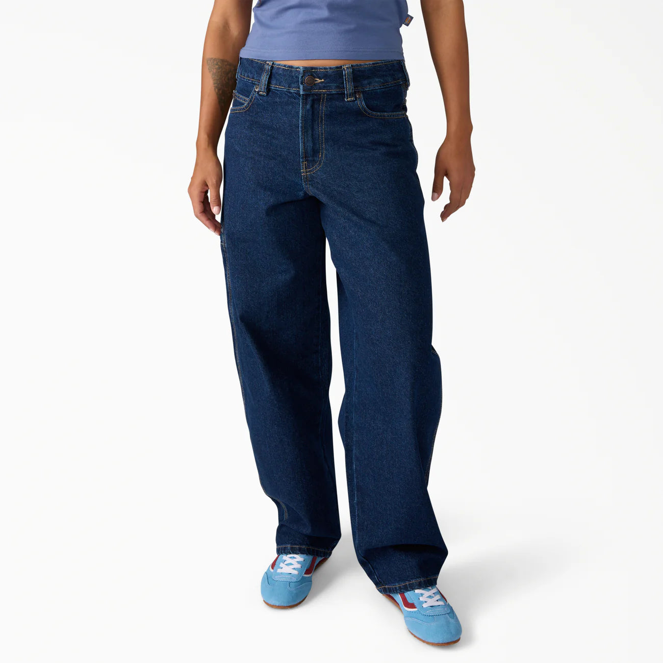 Dickies Women's Loose Fit Mid Waist Tapered Work Jeans A885J