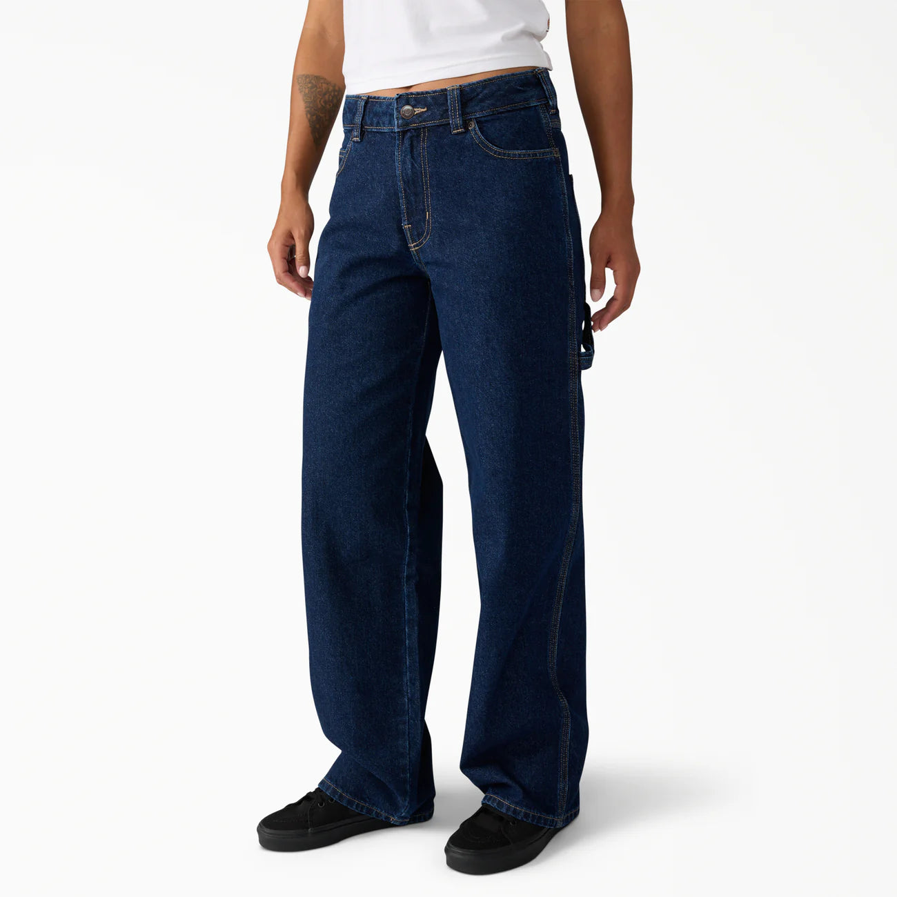 Dickies Women's Loose Fit Mid Waist Straight Carpenter Jeans A889Y