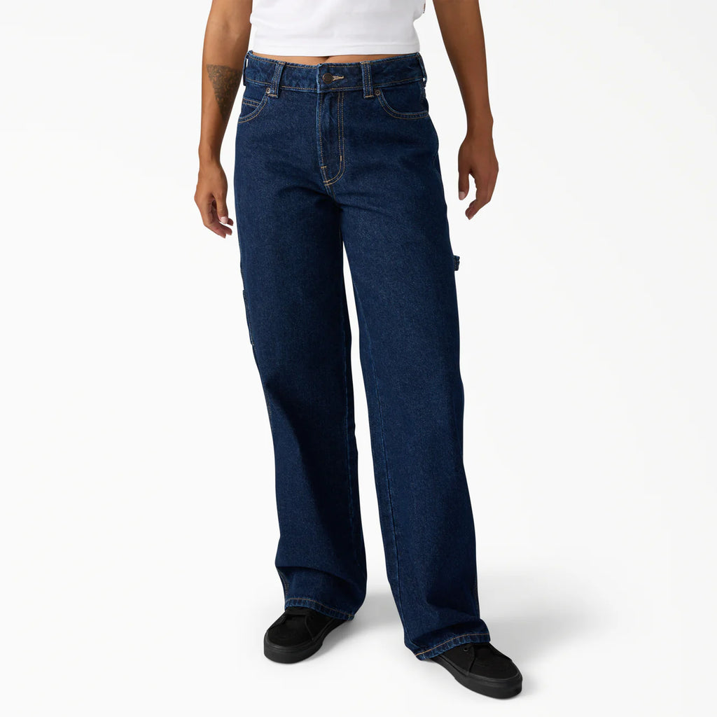 Dickies Women's Loose Fit Mid Waist Straight Carpenter Jeans A889Y