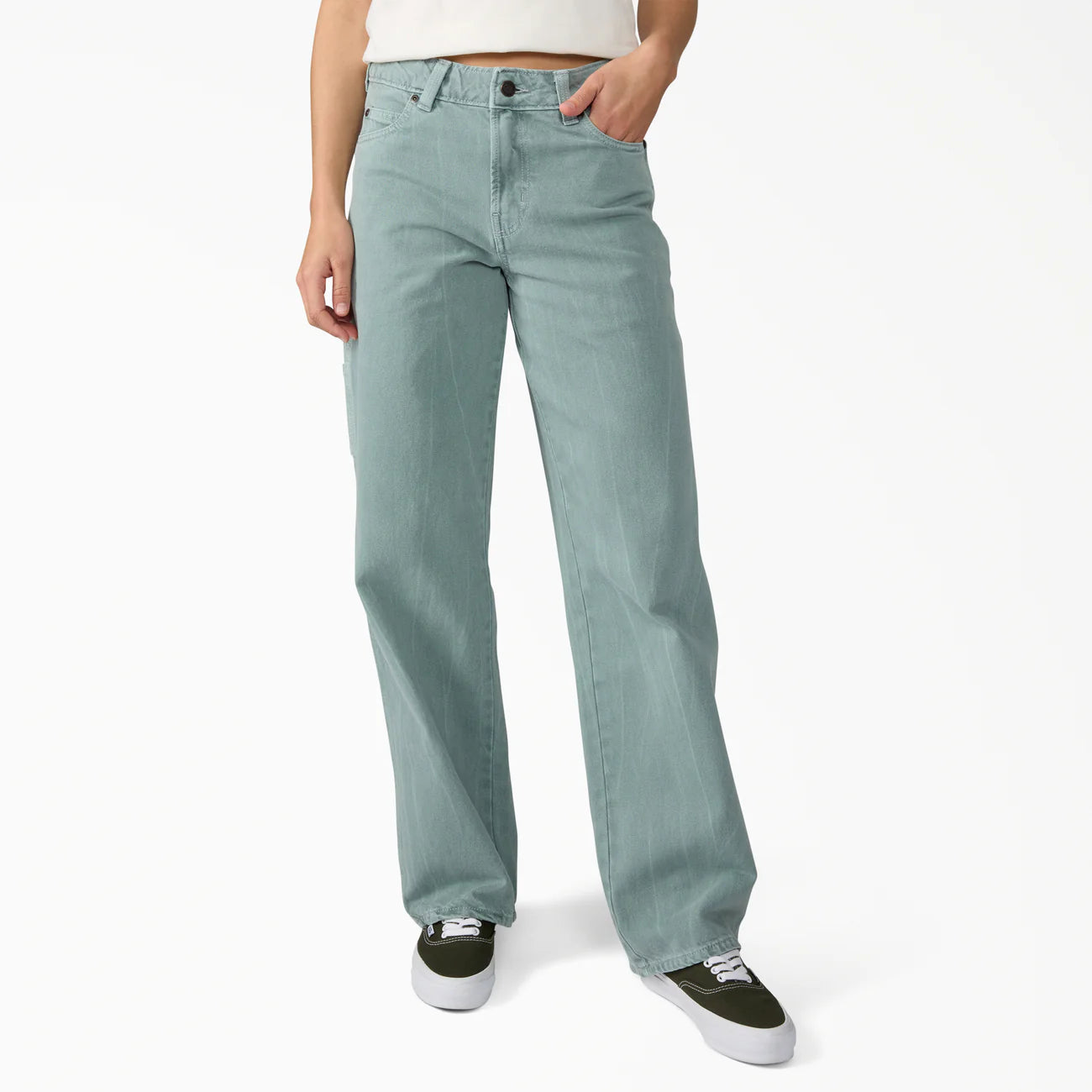 Dickies Women's Loose Fit Mid Waist Straight Carpenter Jeans A889Y