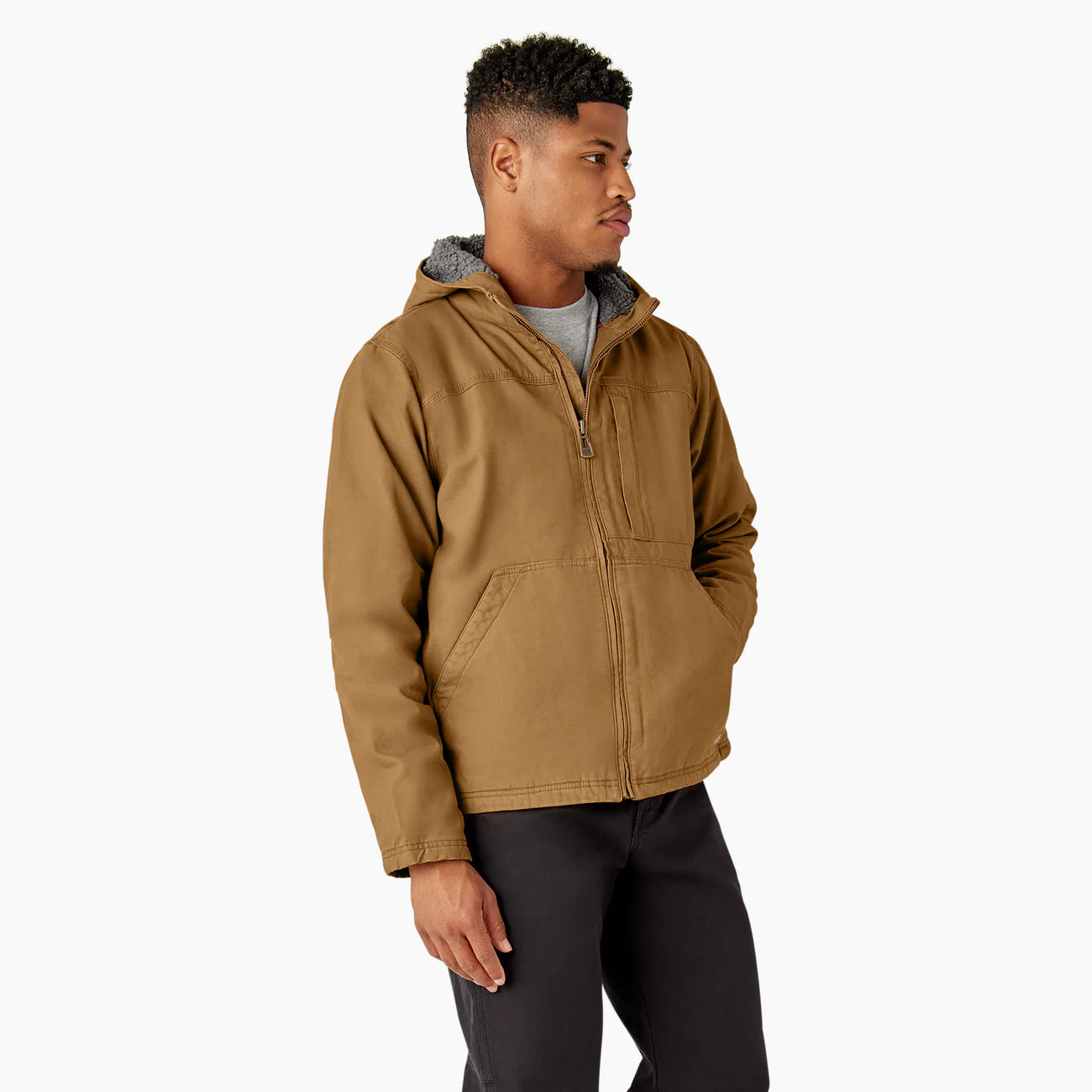 Blouson Dickies en toile, doublé molleton à poils longs pour homme - TJ360