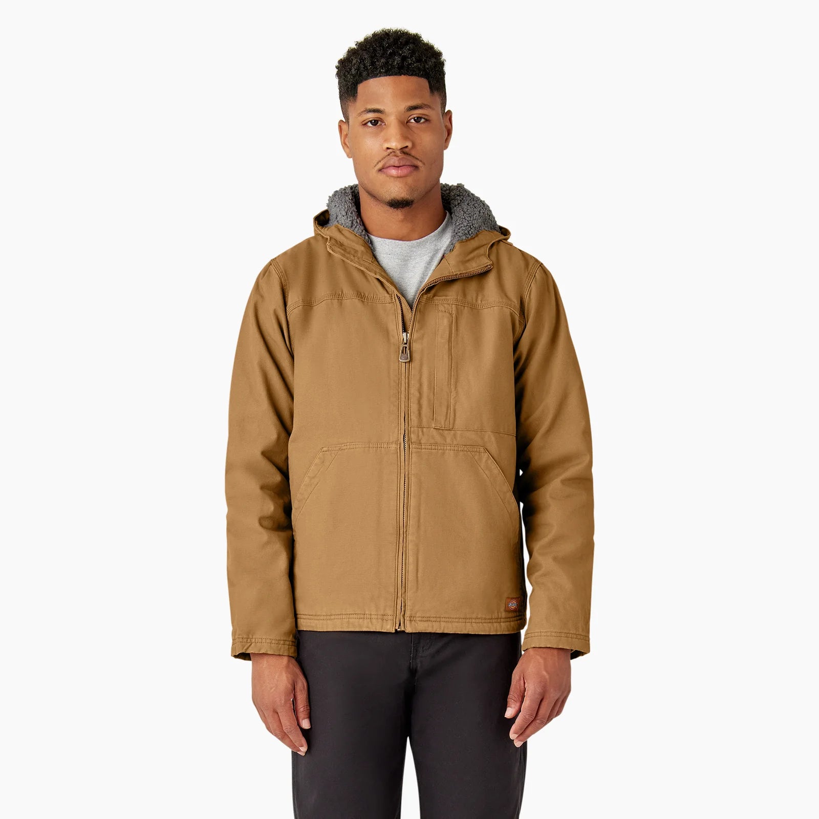 Blouson Dickies en toile, doublé molleton à poils longs pour homme - TJ360