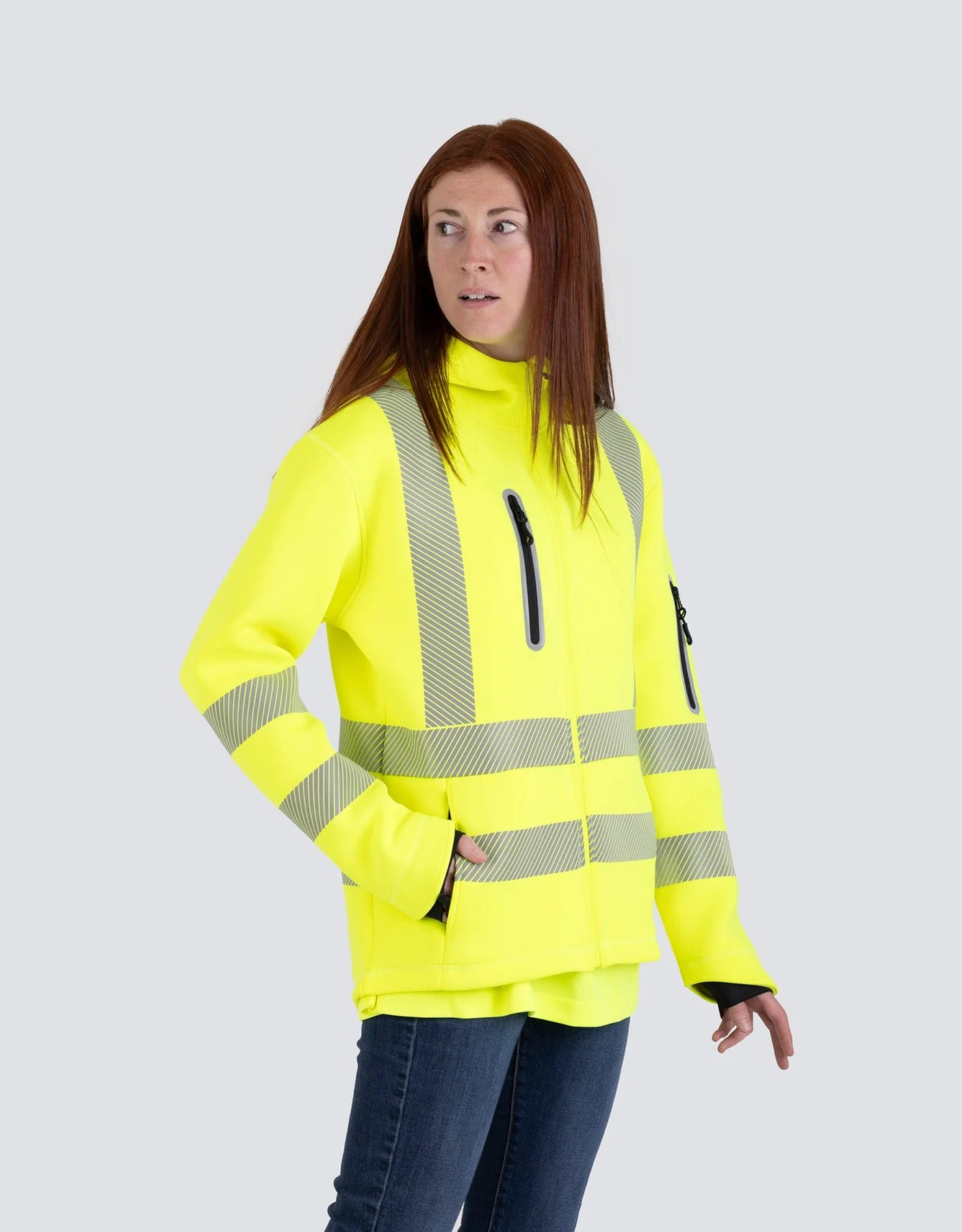 Forcefield Women's Lime Technical Safety Zip-Up Softshell Hoodie