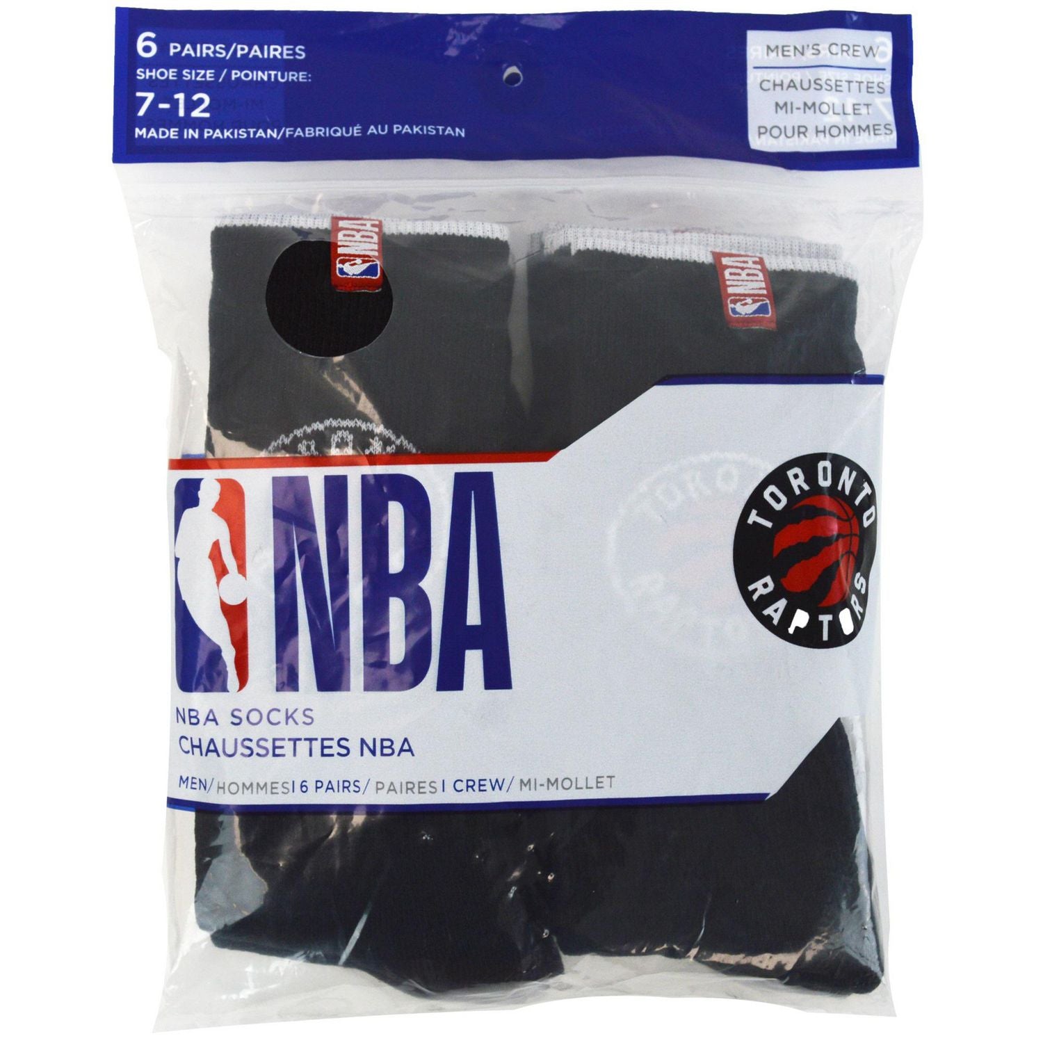 NBA Men's Toronto Raptors Crew Socks – 6 Pair Pack