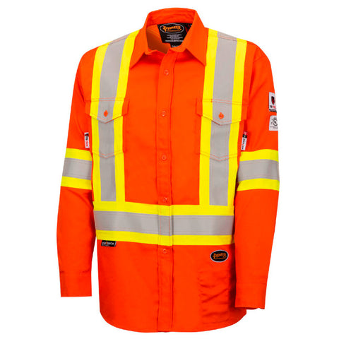 Pioneer FR-TECH Hi-Viz Flame Resistant Safety Shirt-Orange
