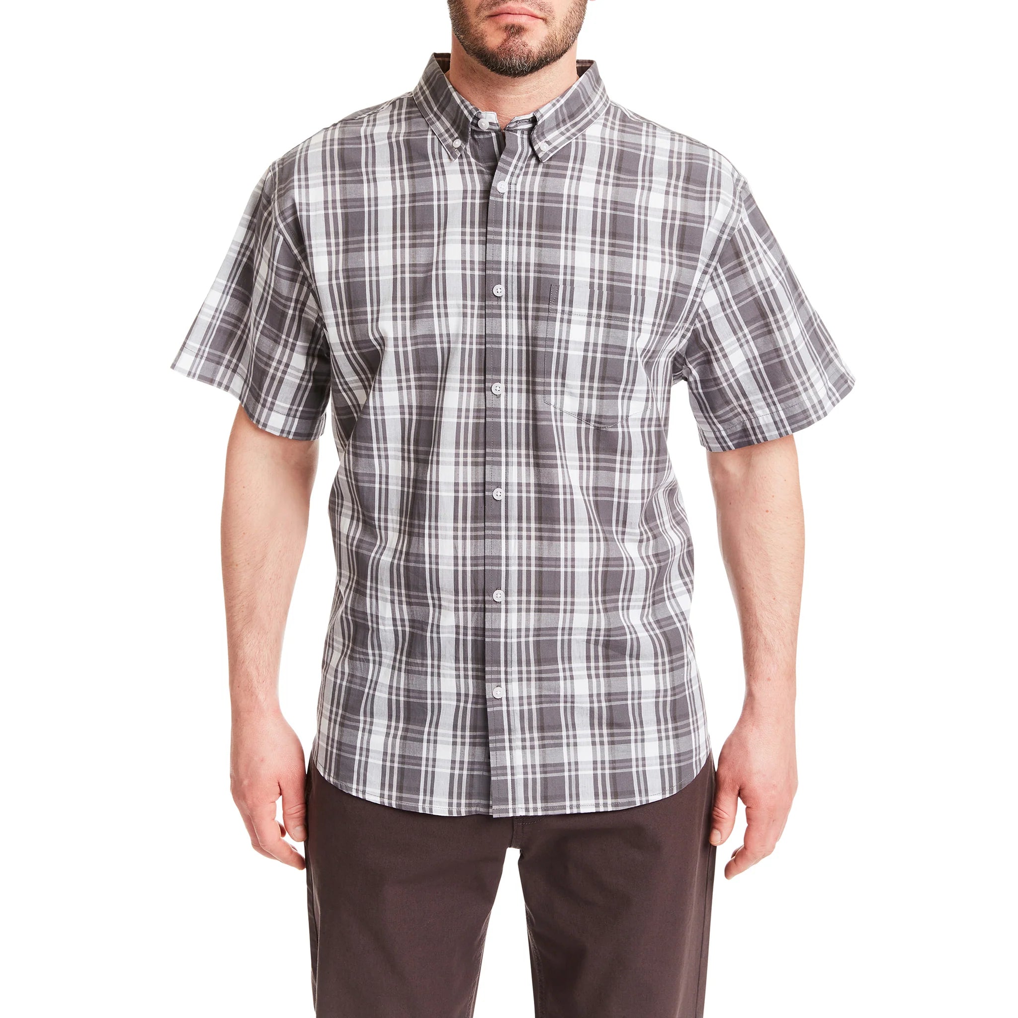 SMITH'S Men's Woven Short Sleeve Checked Work Shirt - S3153