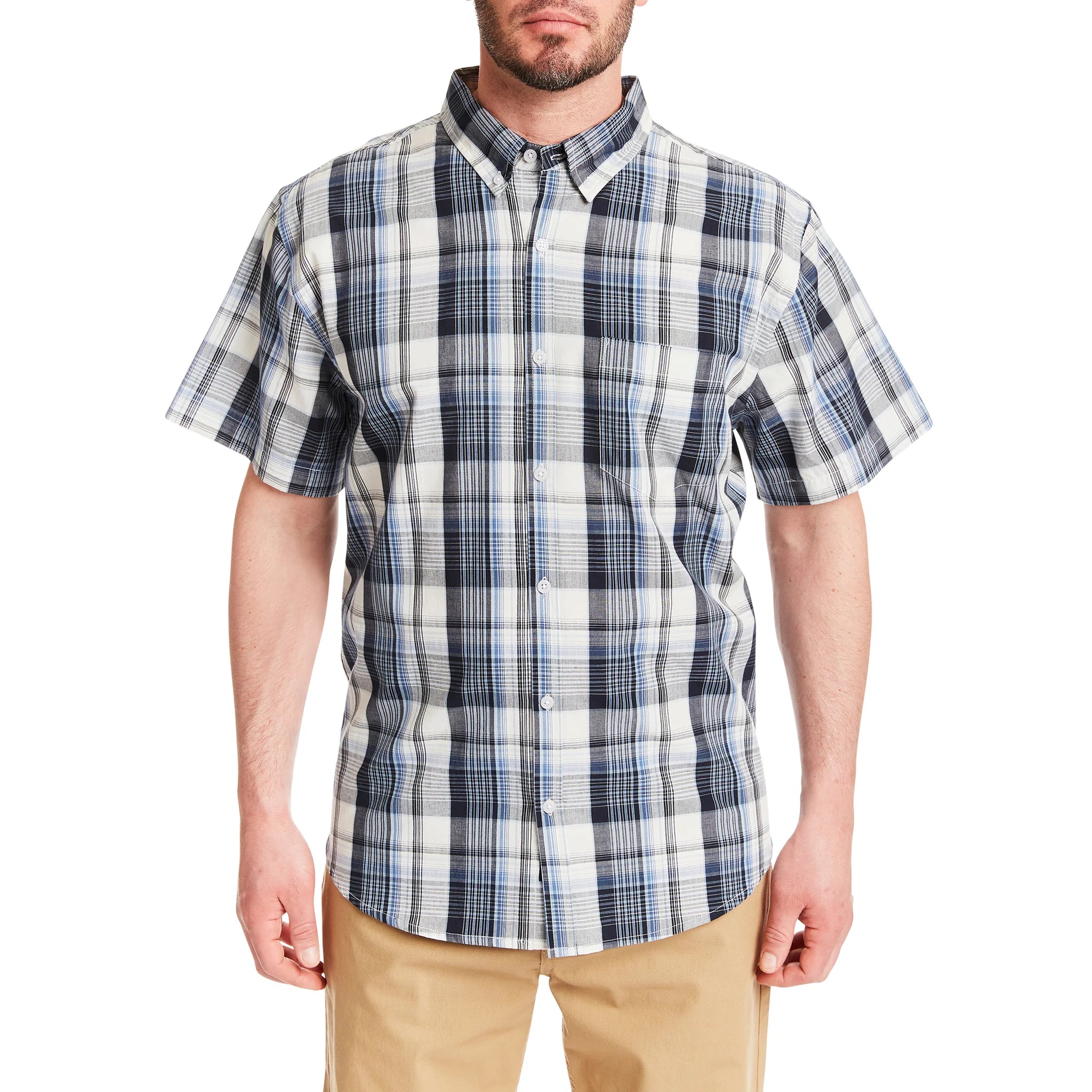 SMITH'S Men's Woven Short Sleeve Checked Work Shirt - S3153