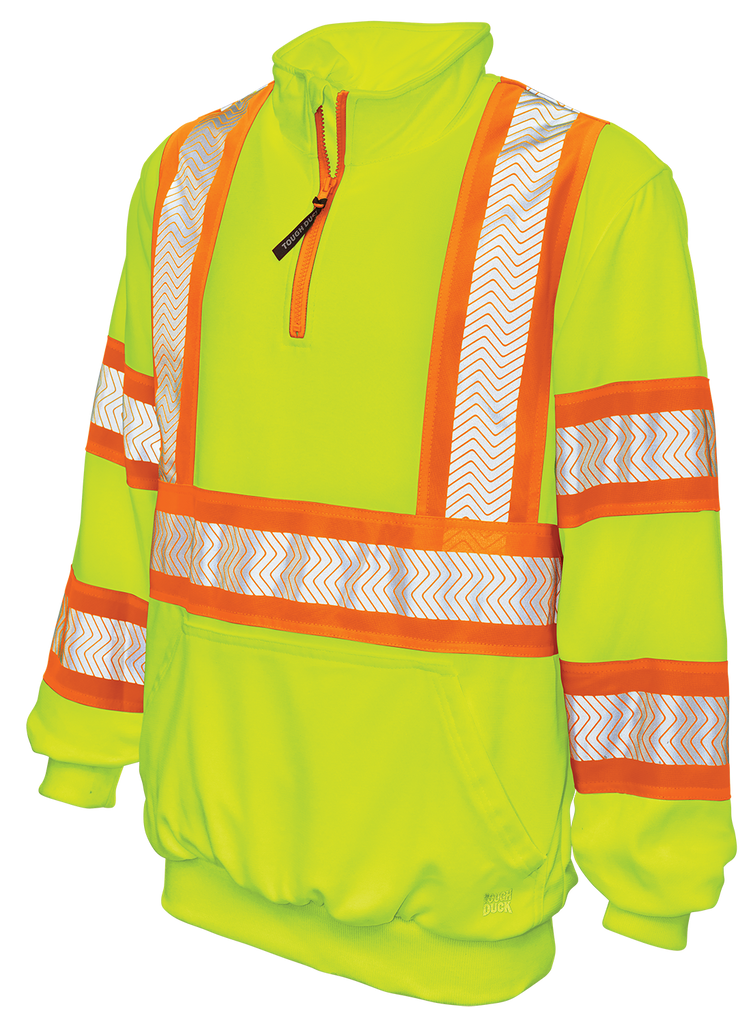 Tough Duck Men s 1 4 Zip Safety Pullover Fluorescent Green Xl