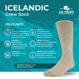J.B. Field's Men's Icelandic "50 Below Ice" Wool Thermal Sock - 8516